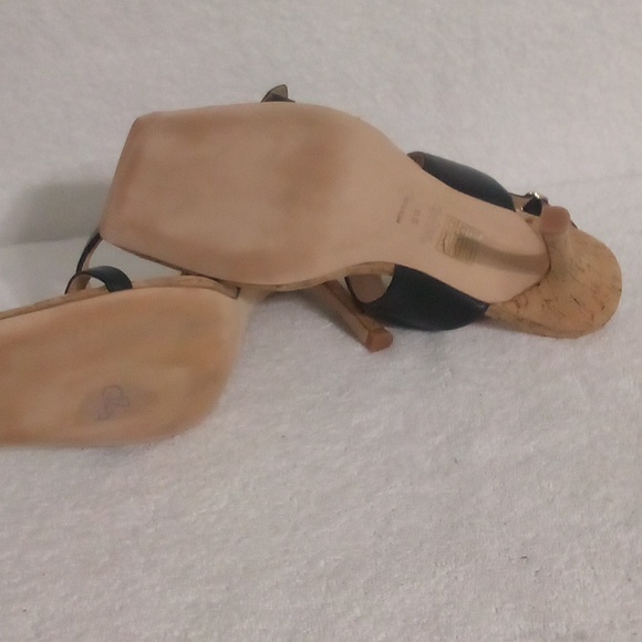 COACH KIT LEATHER SQUARE TOE STILETTO |SIZE 9.5 | BLACK / WOOD COLOR - Picture 10 of 12